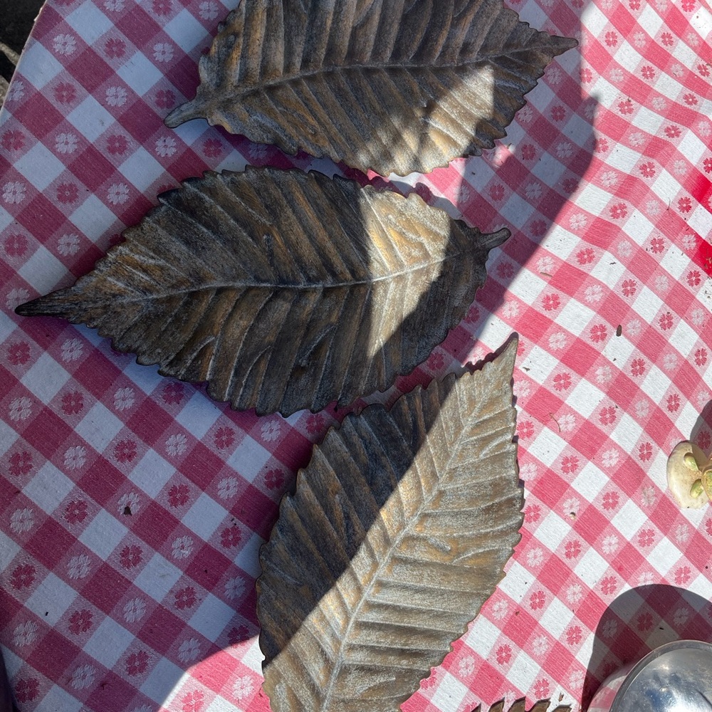 Decorative Cast Metal Leaf Trays - Set of 3